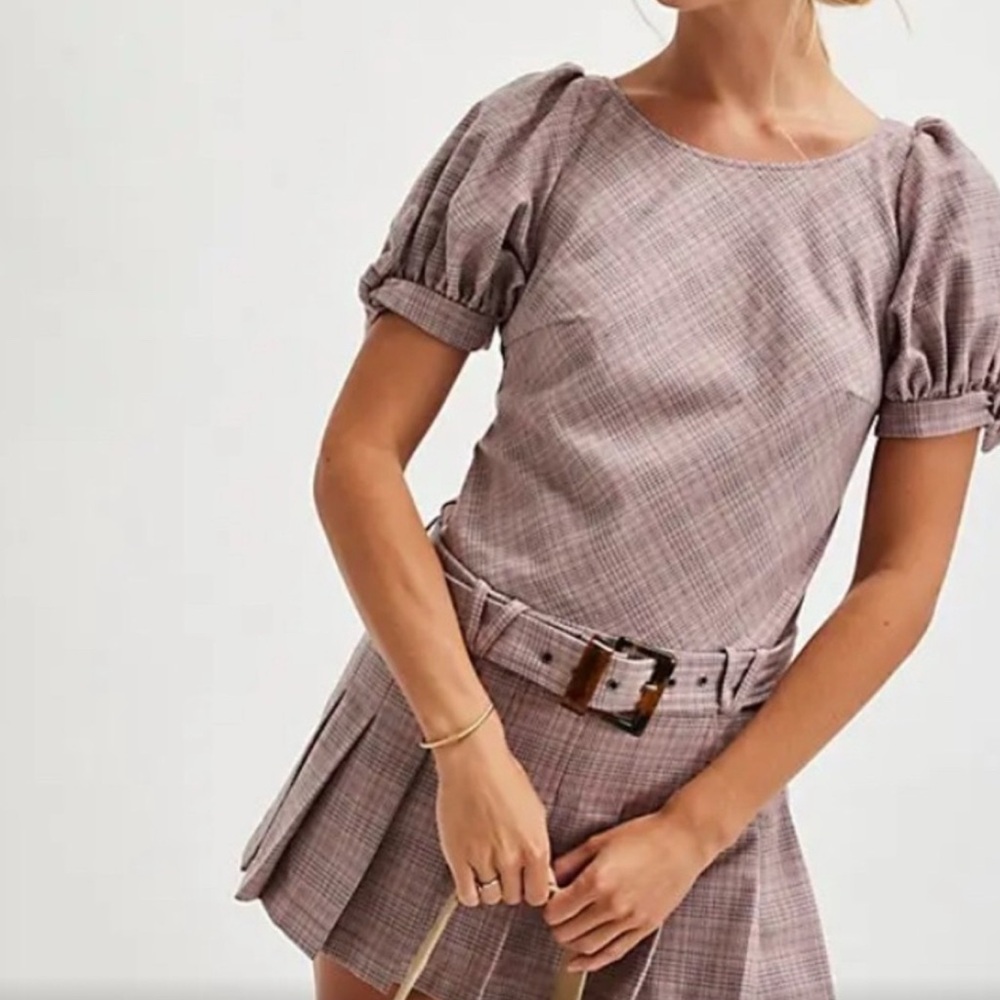 Free People Plaid Backless Dress